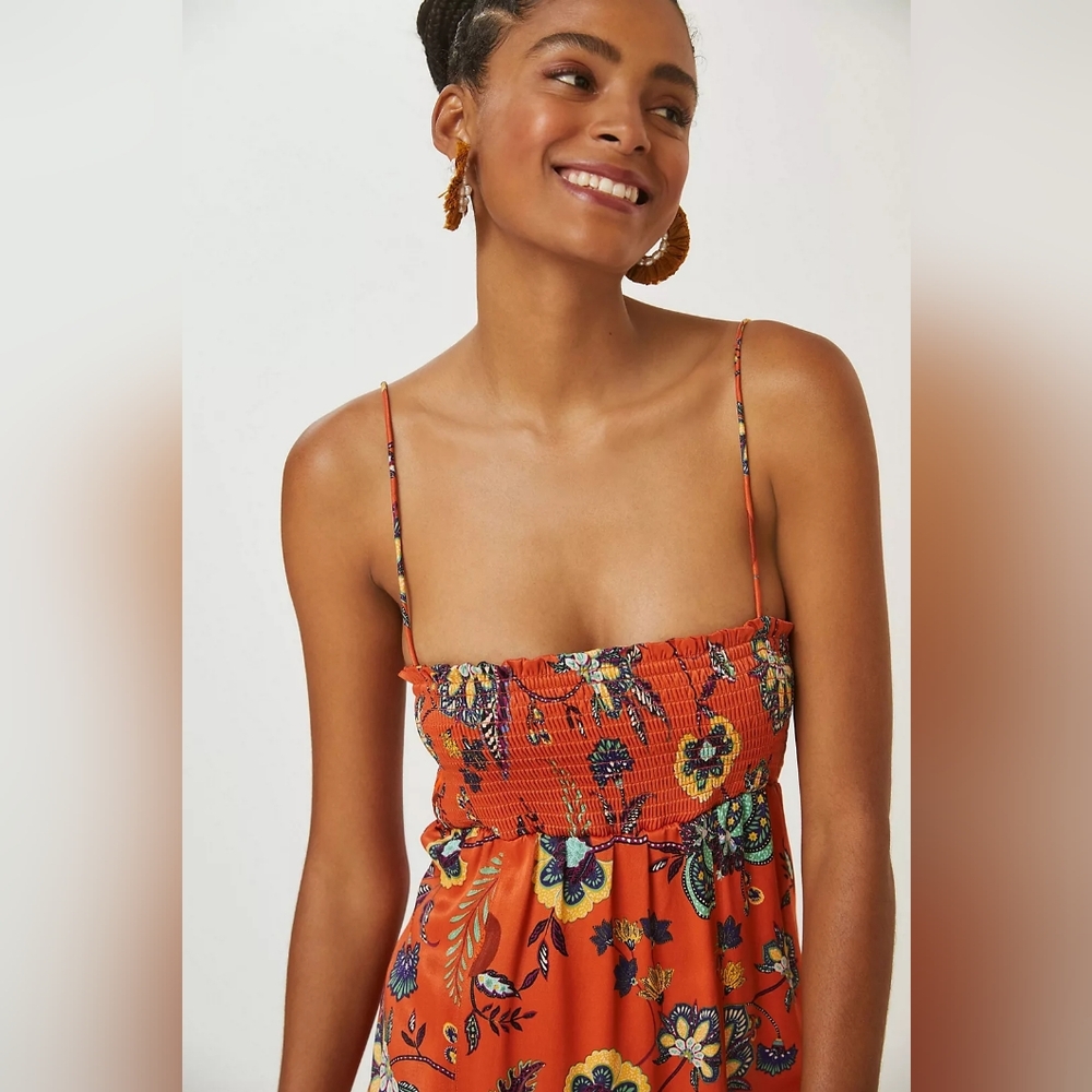 Maeve Anthropologie Floral Smocked Maxi Dress In S Spring/Summer Dress - Picture 3 of 11